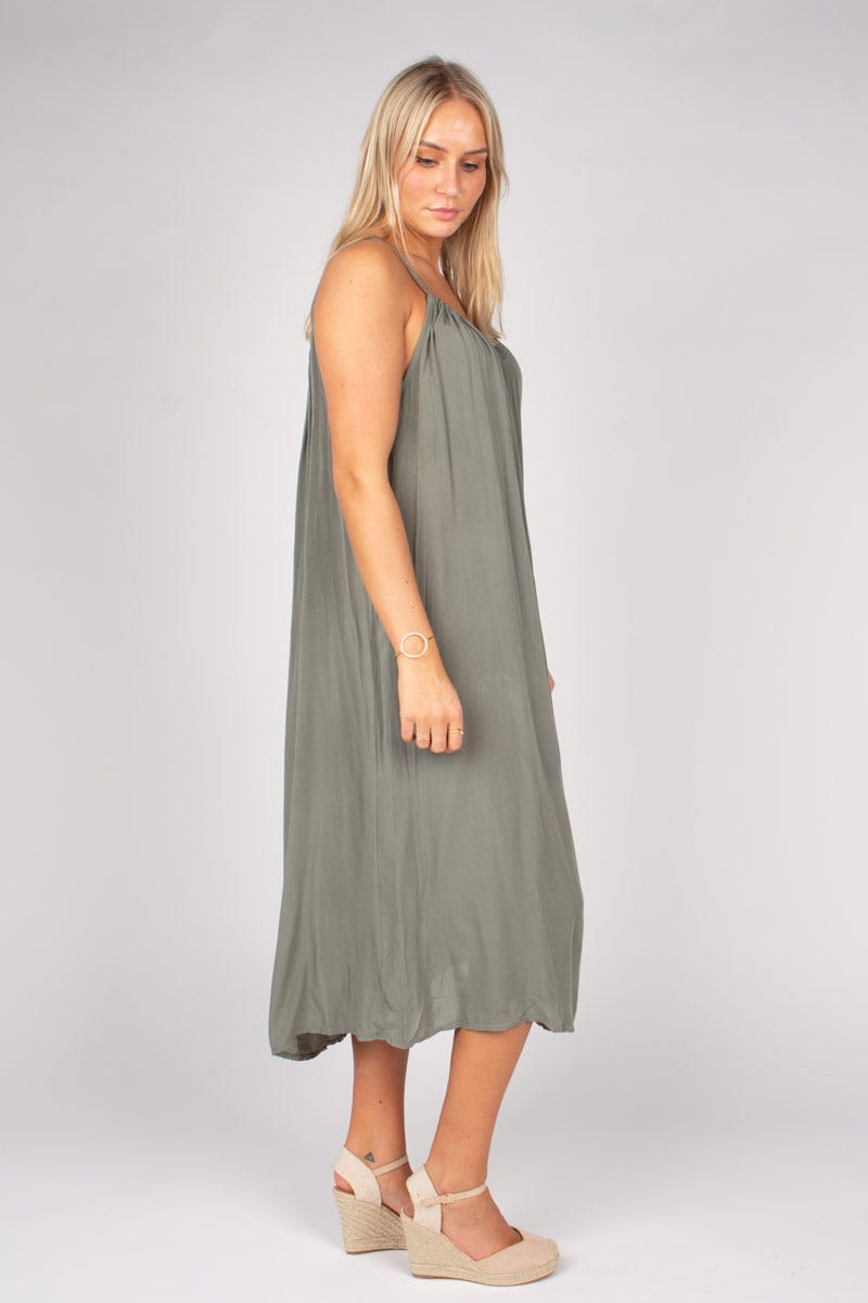 Langes Strandkleid Khaki