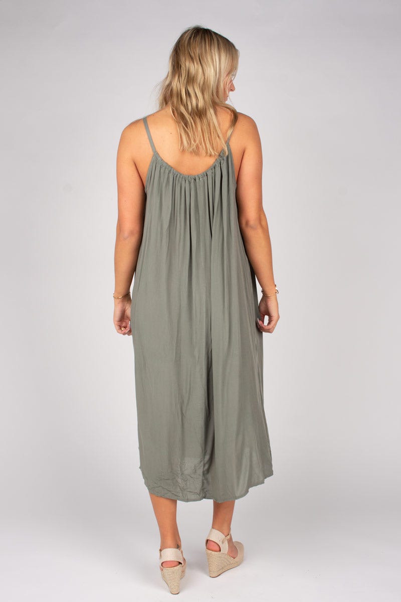 Langes Strandkleid Khaki