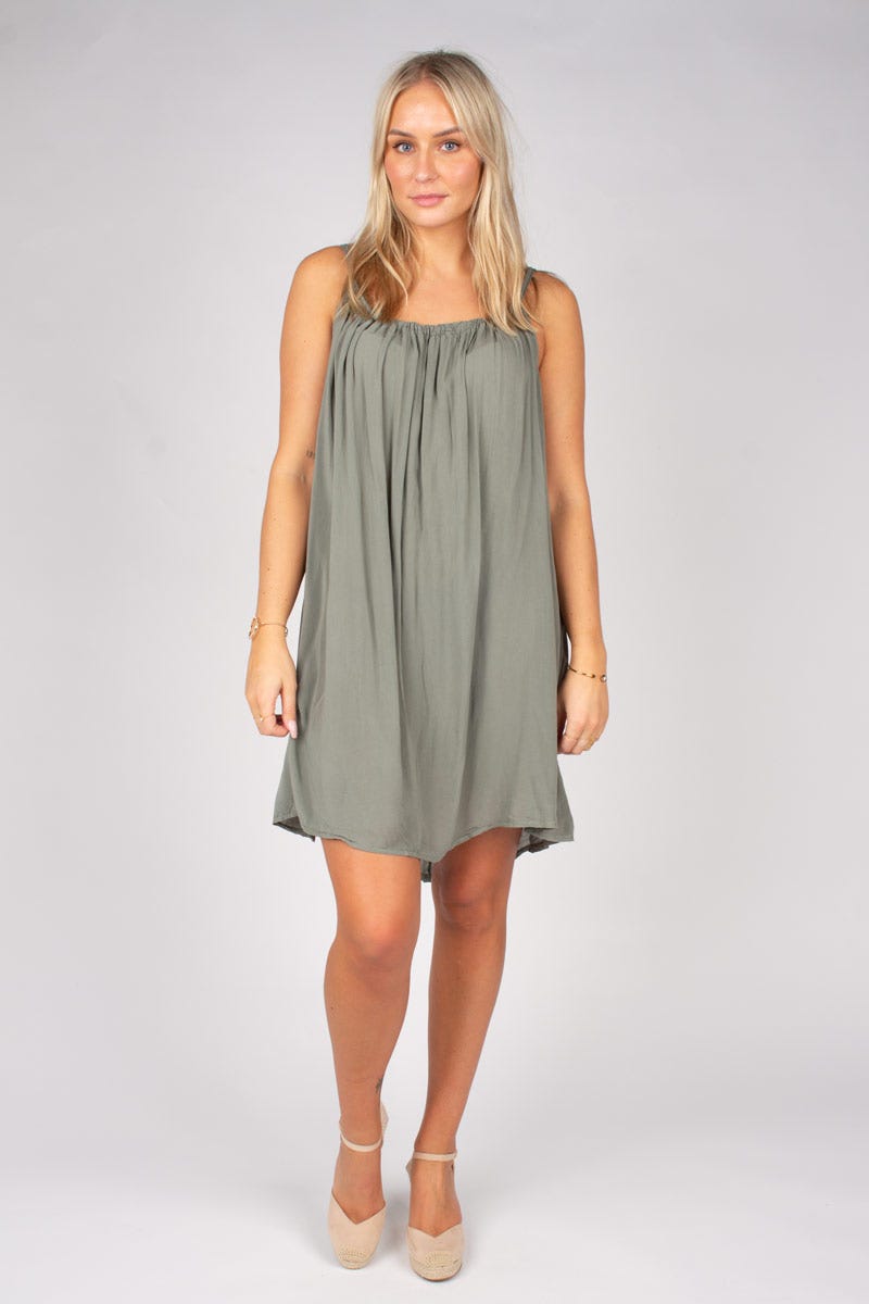 Kurzes Strandkleid Khaki