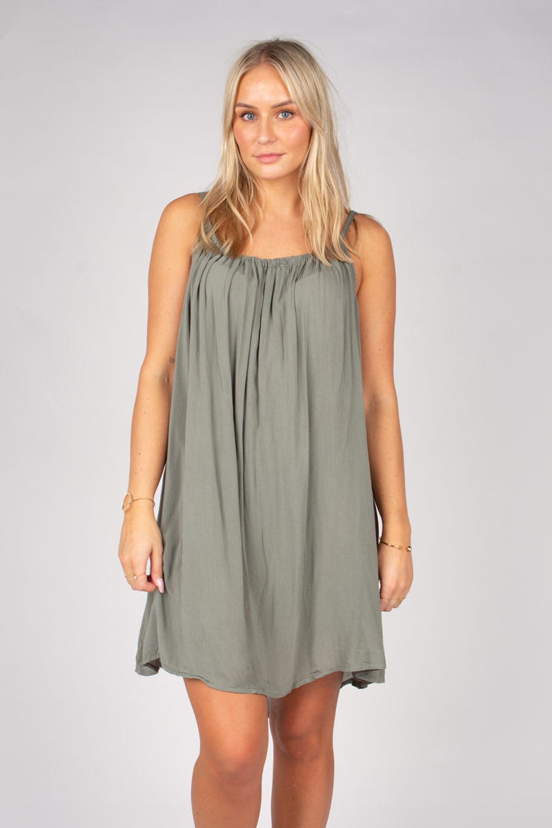 Kurzes Strandkleid Khaki