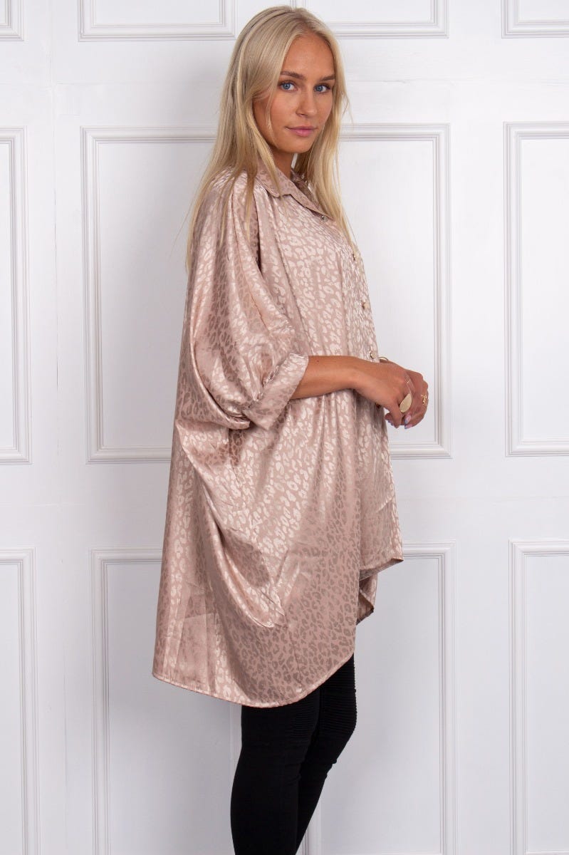 Caro Satin Tunika, beige