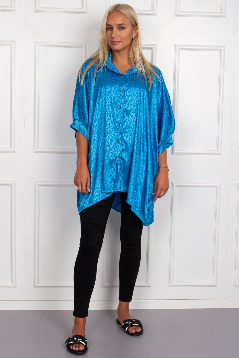 Caro Satin Tunika, blau