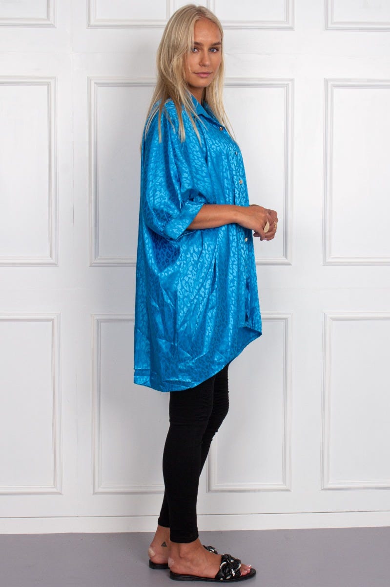 Caro Satin Tunika, blau