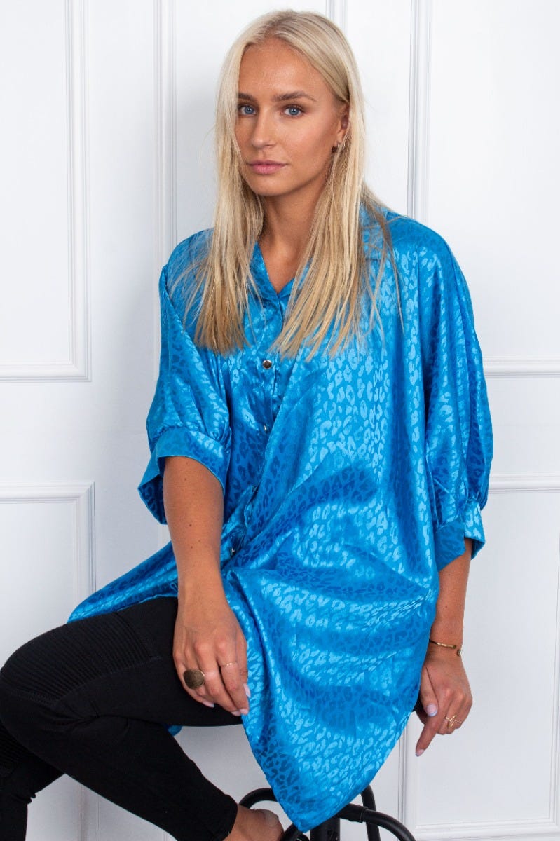 Caro Satin Tunika, blau