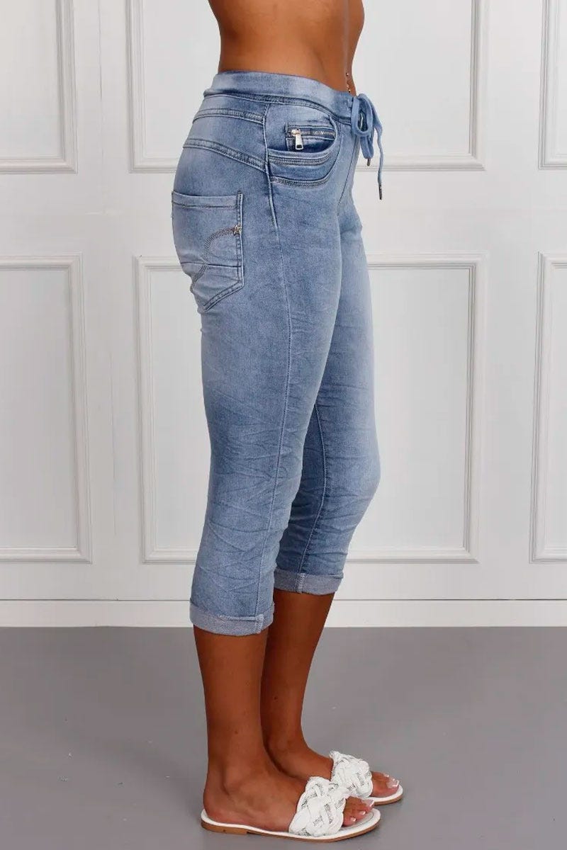 3/4 Hose mit Bindeband, denim