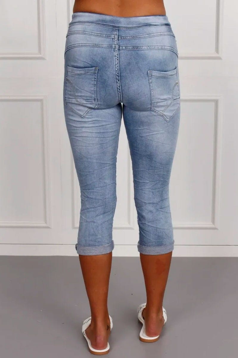 3/4 Hose mit Bindeband, denim