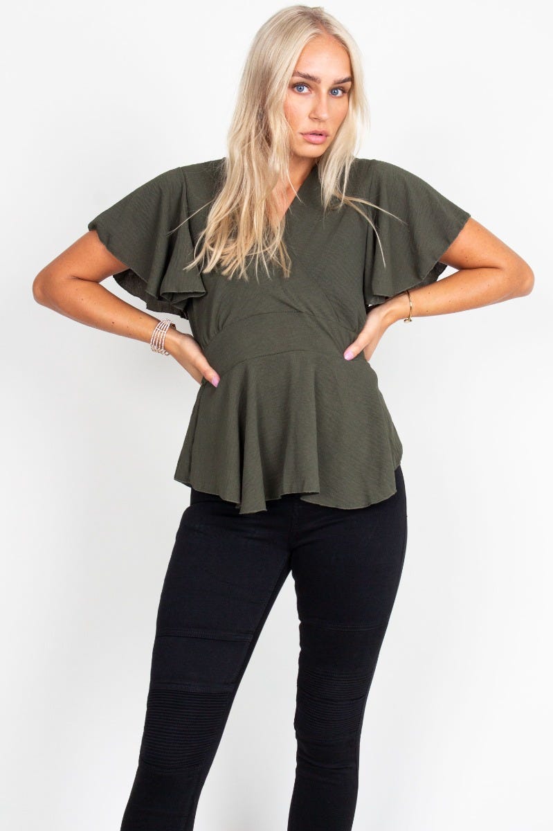 Silke top, khaki