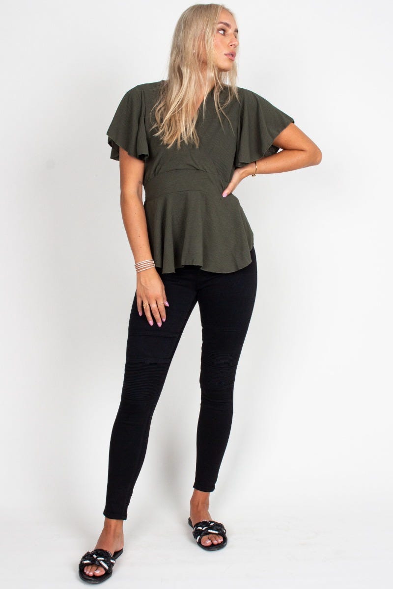 Silke top, khaki