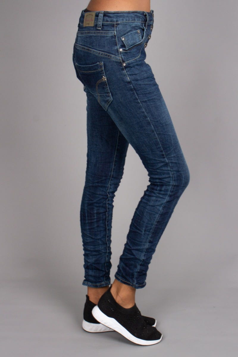 Jeans m. 10 knapper, denim