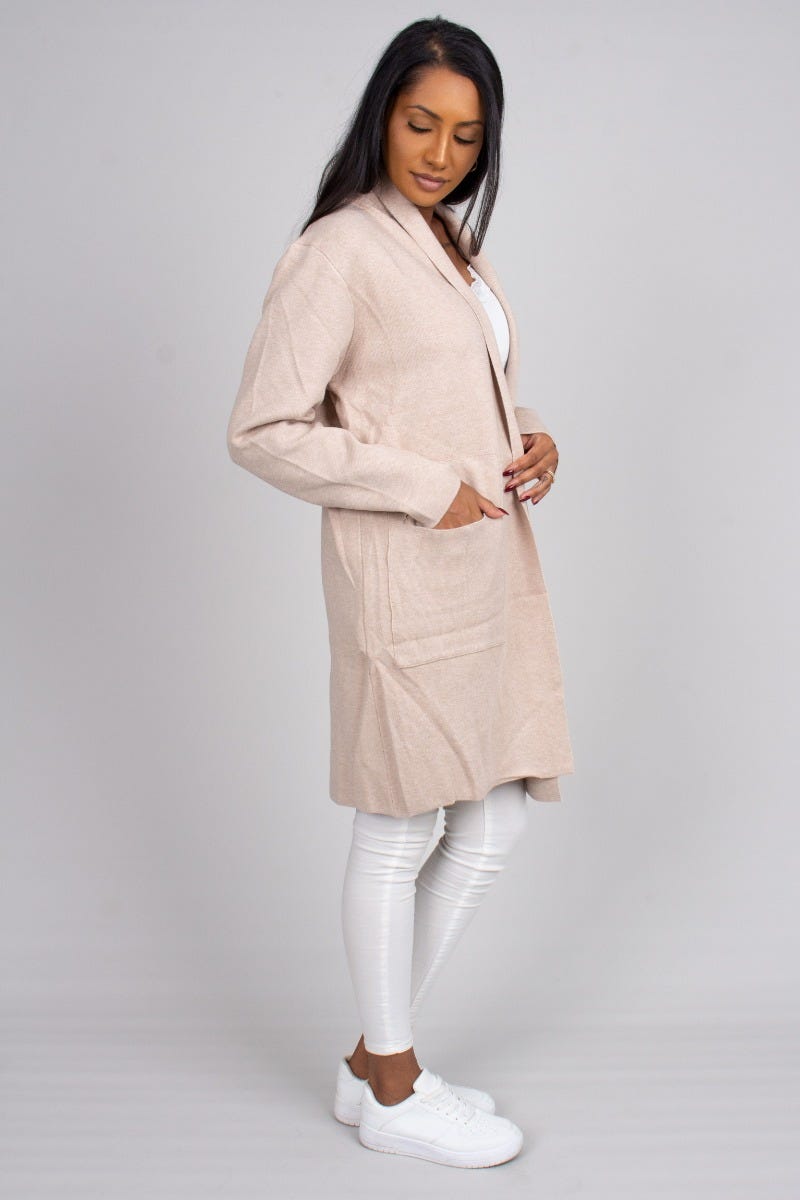 Cardigan mit Taschen, beige