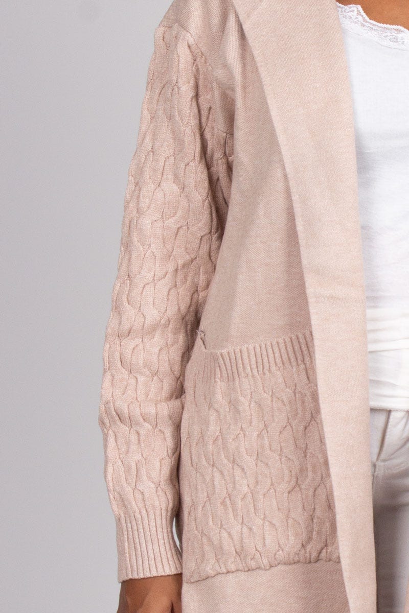 Cardigan mit Kapuze, beige