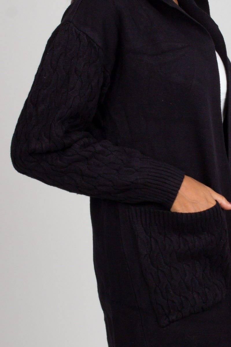 Cardigan mit Kapuze, schwarz