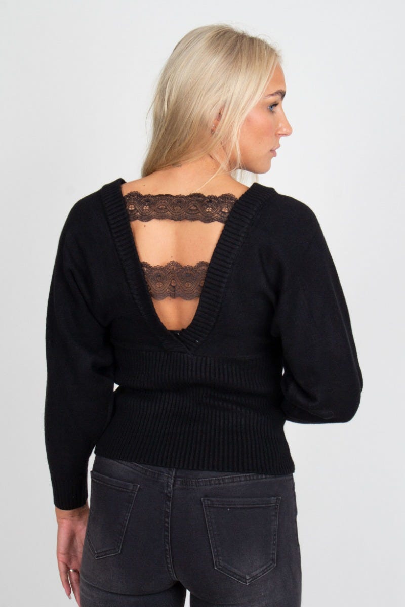 Bluse mit Knopfdetails, schwarz