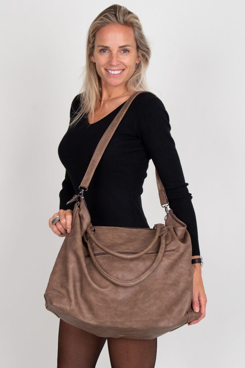 Große Handtasche, taupe