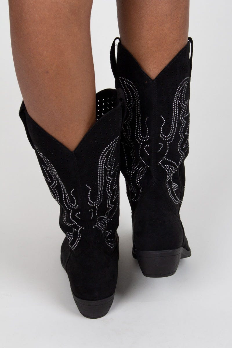 Cowboystiefel mit Nieten, schwarz