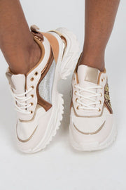 Sneakers m. glimmer detaljer, beige