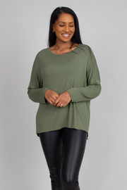 Batwing bluse, khaki