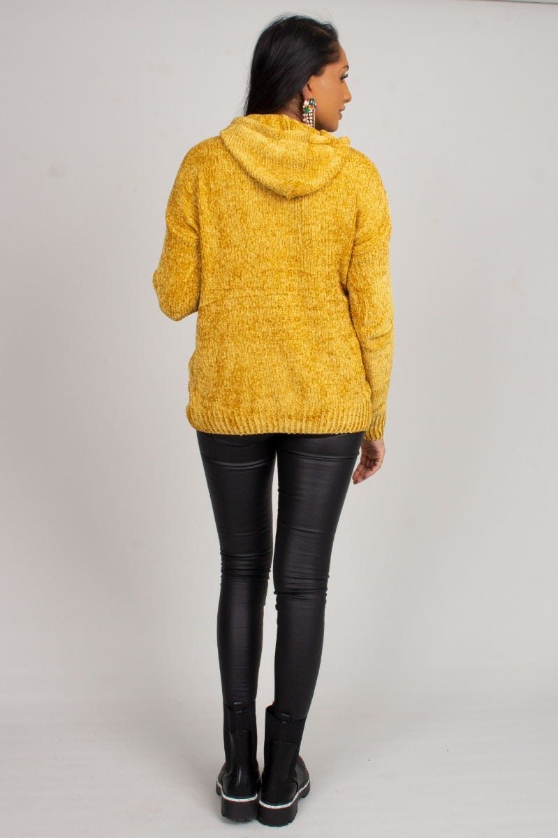 Hættetrøje chenille, mustard