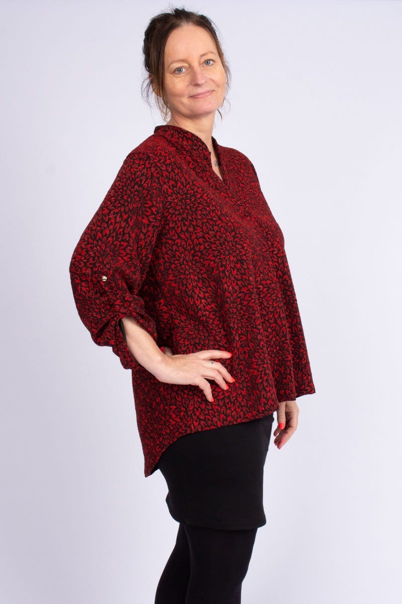 Adeline bluse i glitterprint rød