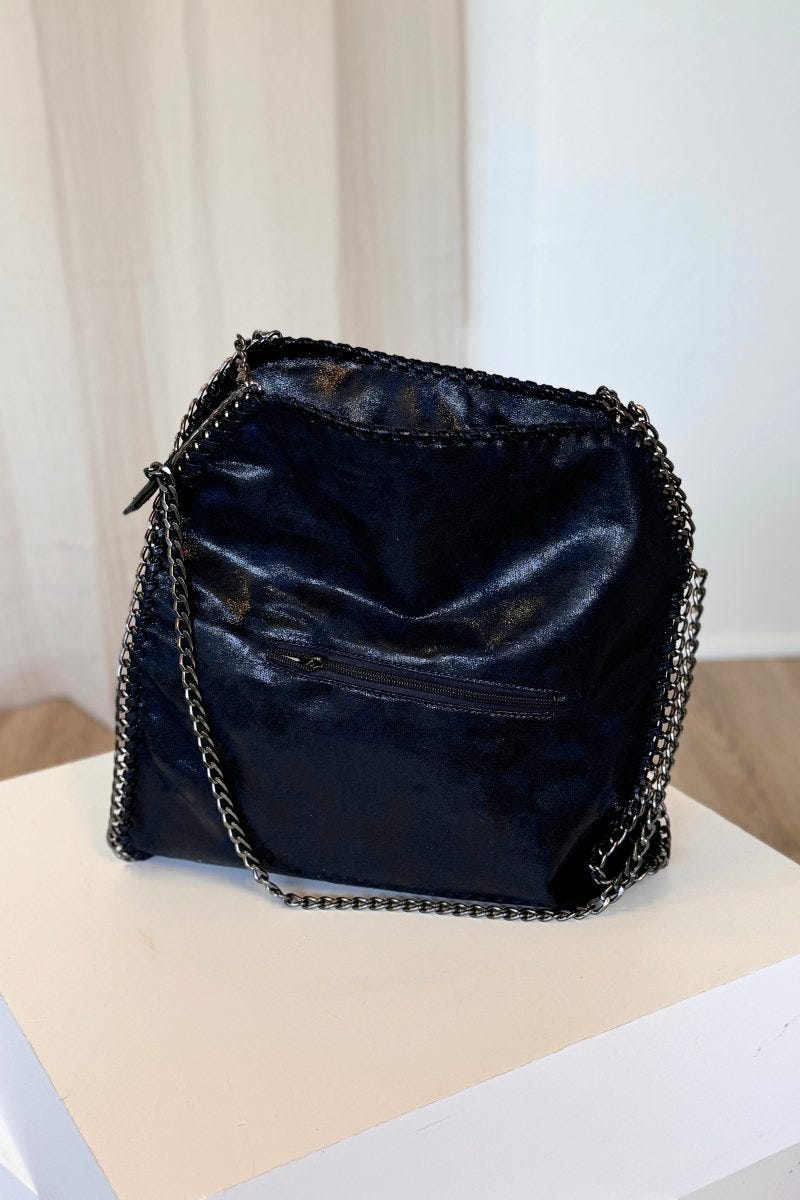 Große Tasche mit Kettenhenkel Marineblau