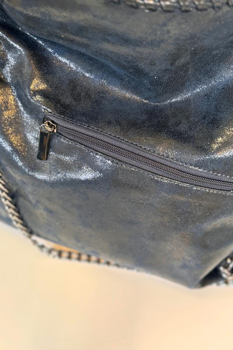 Große Tasche mit Kettenhenkel Marineblau