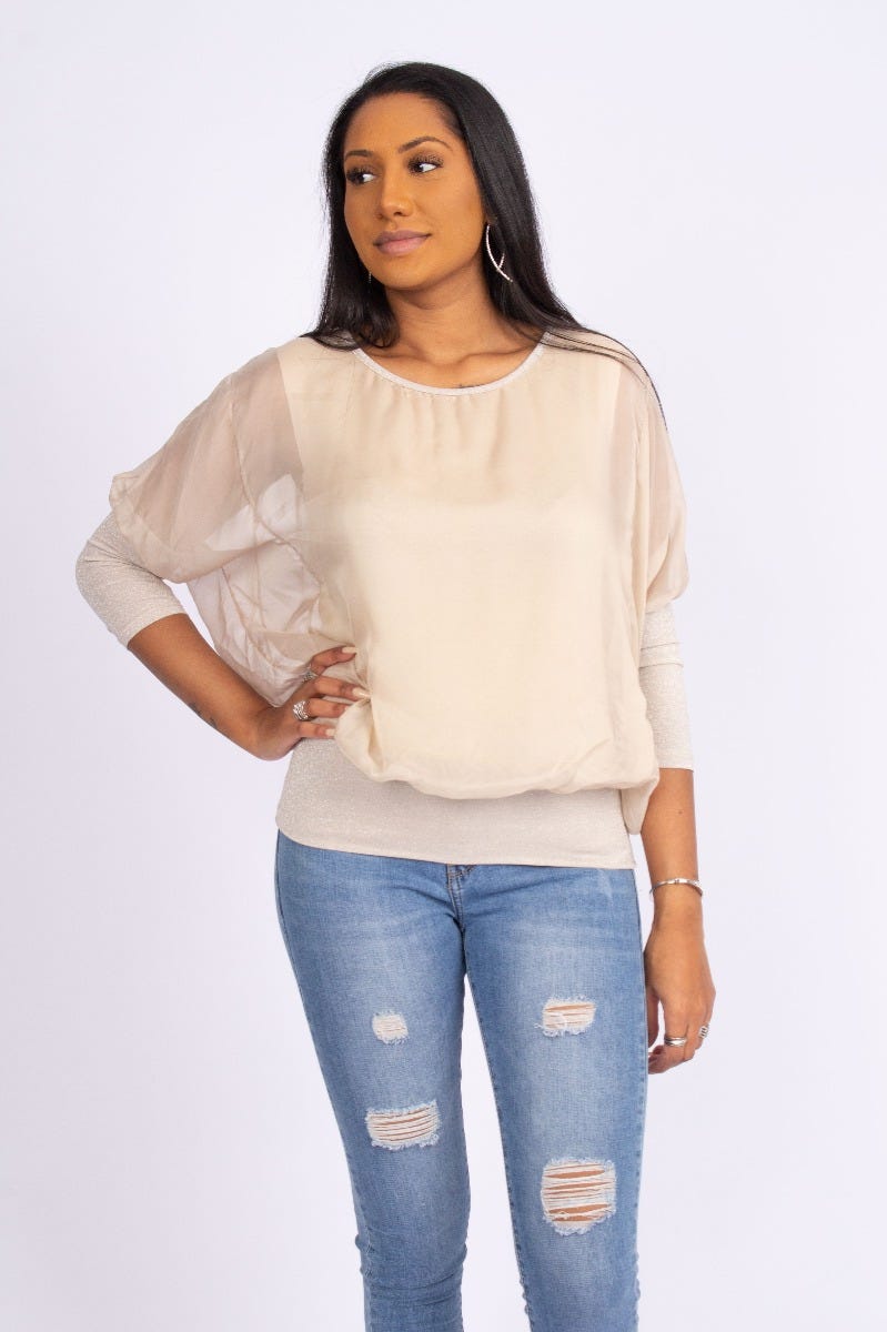 Batwing bluse Beige