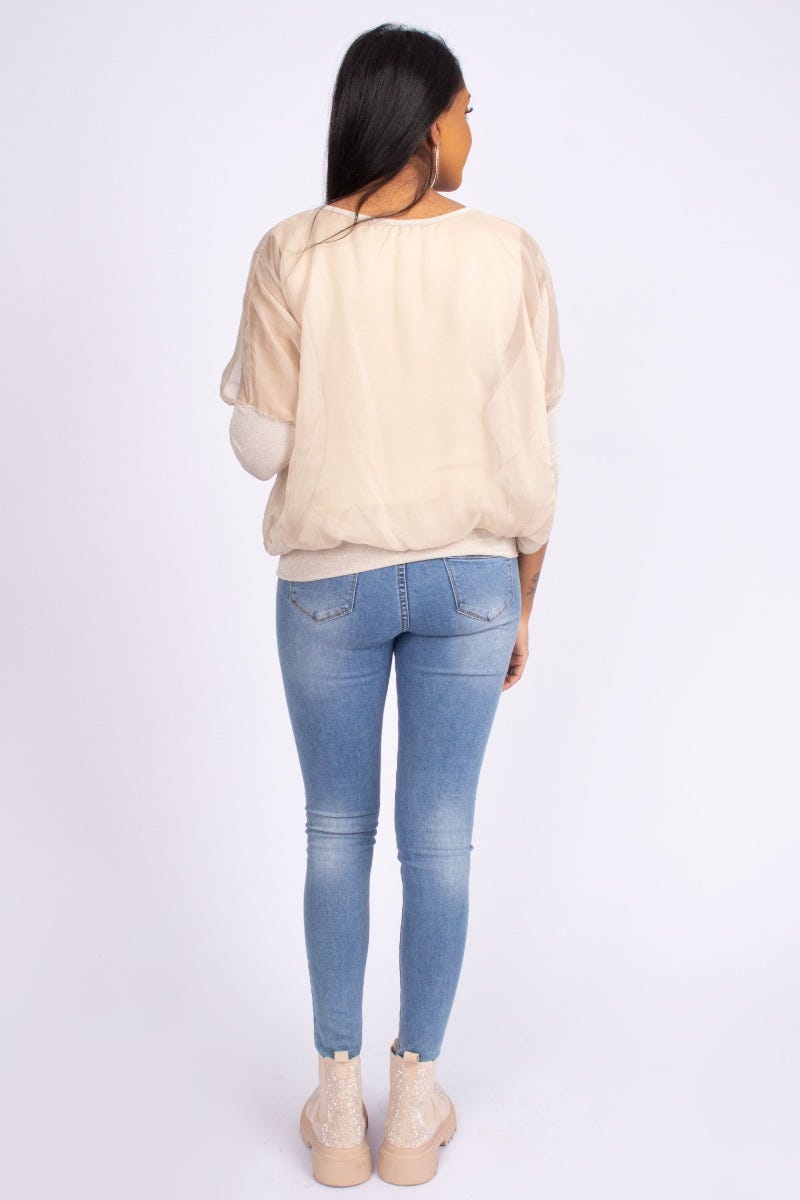 Batwing bluse Beige