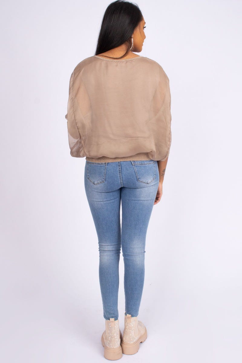 Batwing bluse Taupe