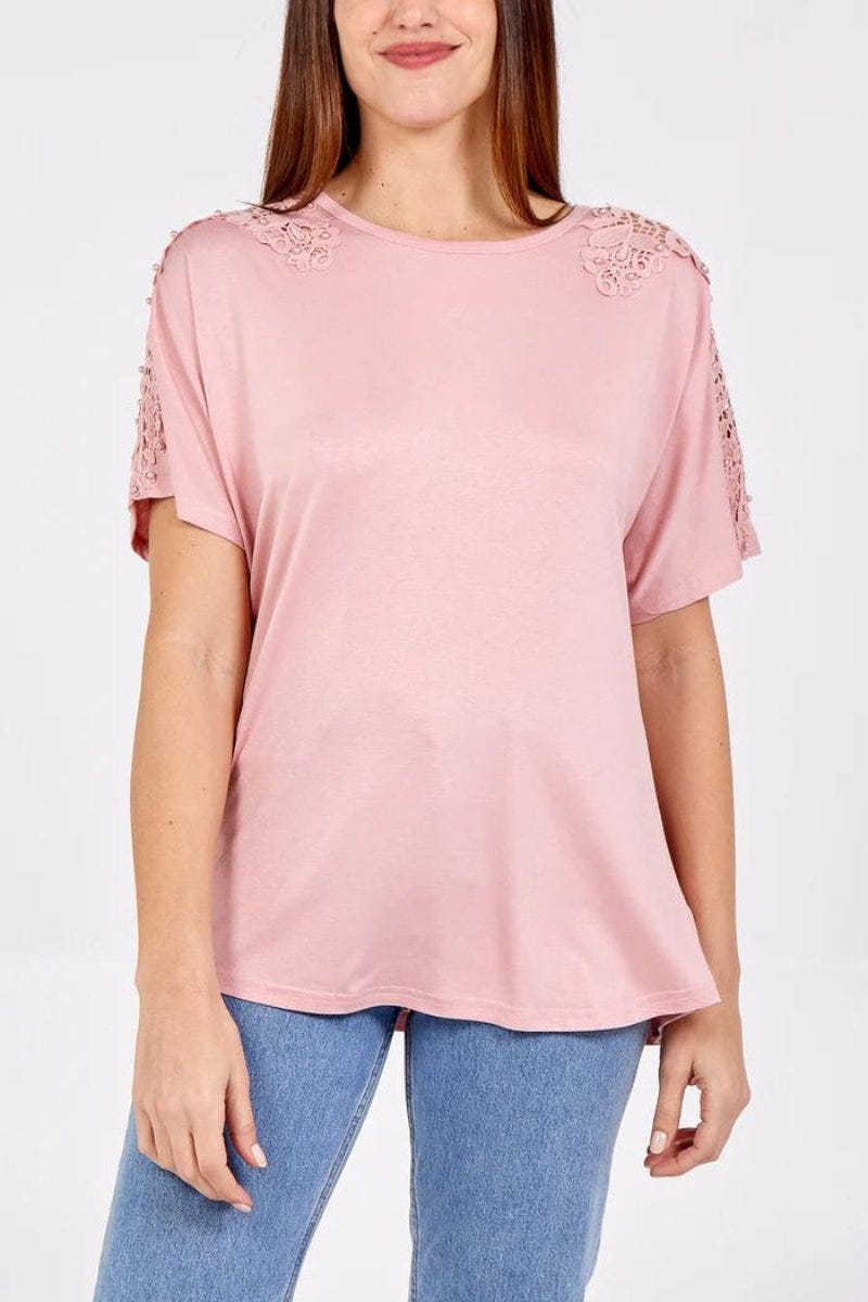 T-shirt m. blonde Rosa