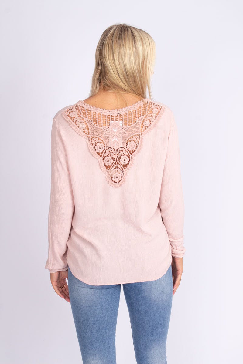 Bluse m. blonderyg Rosa