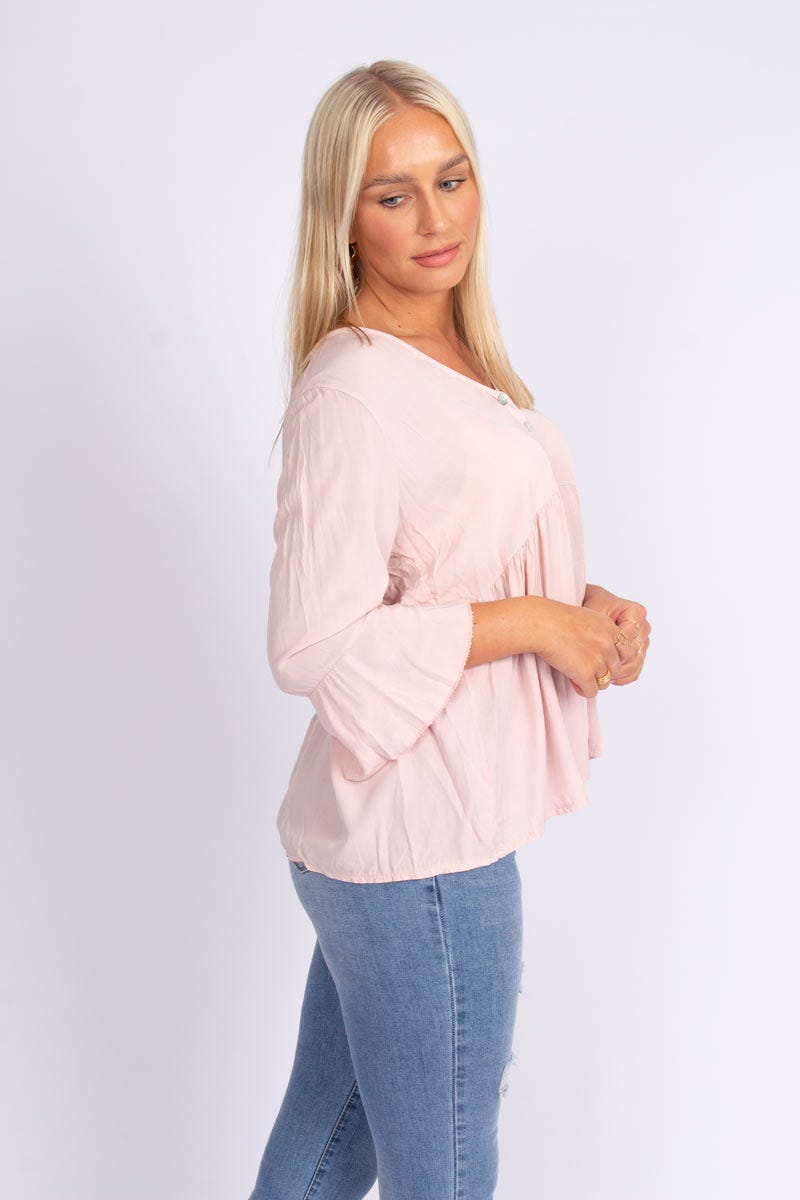 Bluse m. knapper Rosa