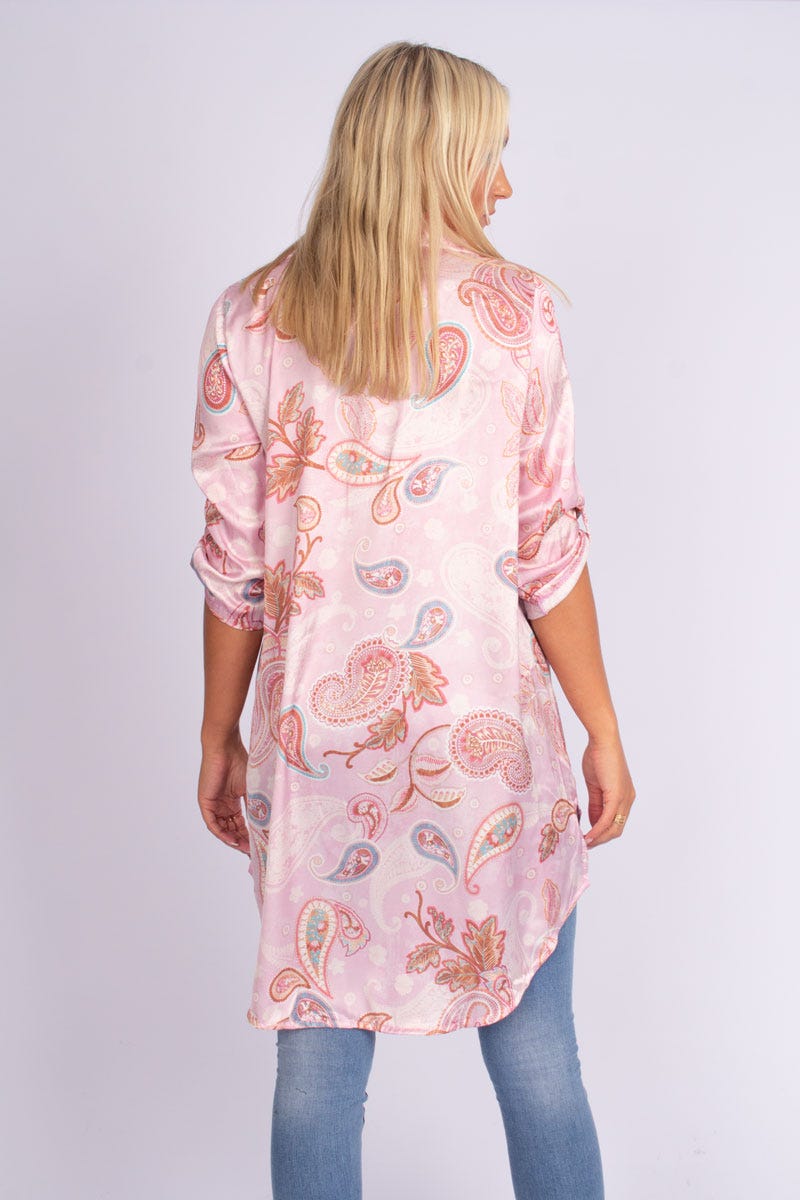 Tunika m. krave i paisley print Pink