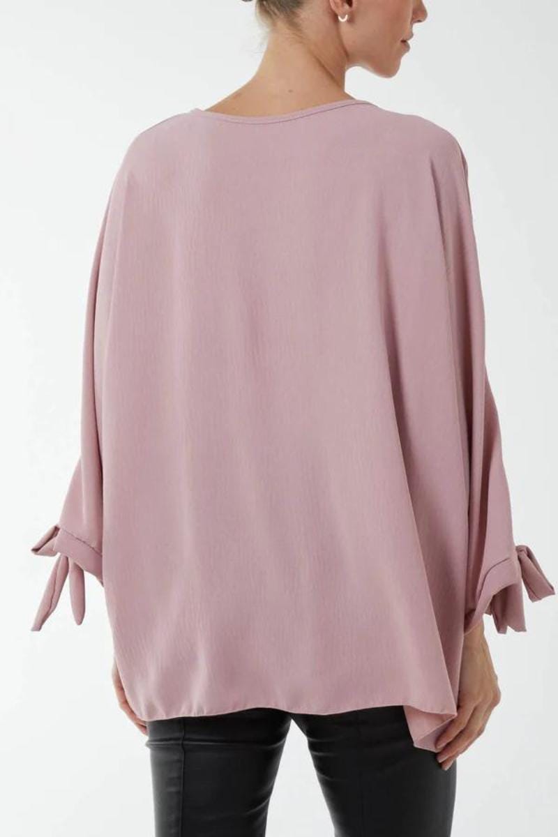 Batwing bluse m. lynlås Rosa