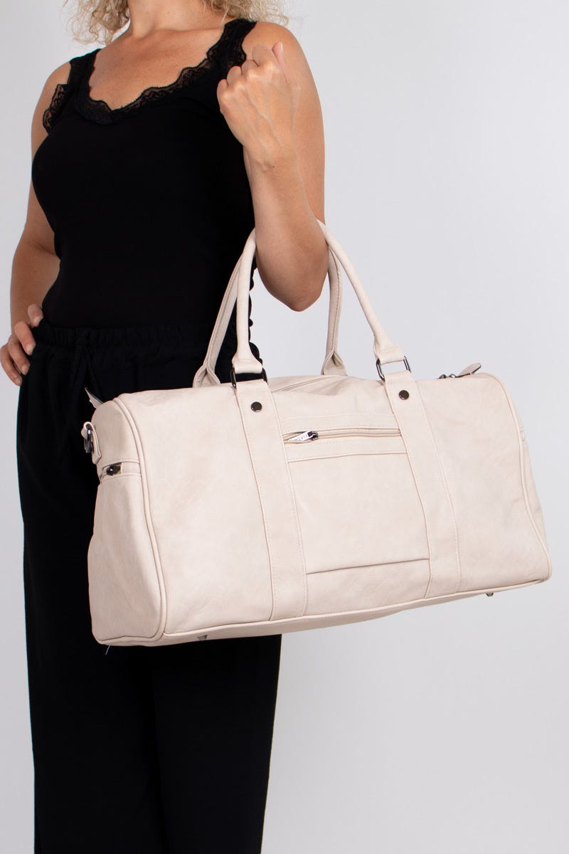 Reisetasche mit Reißverschluss-Details Beige