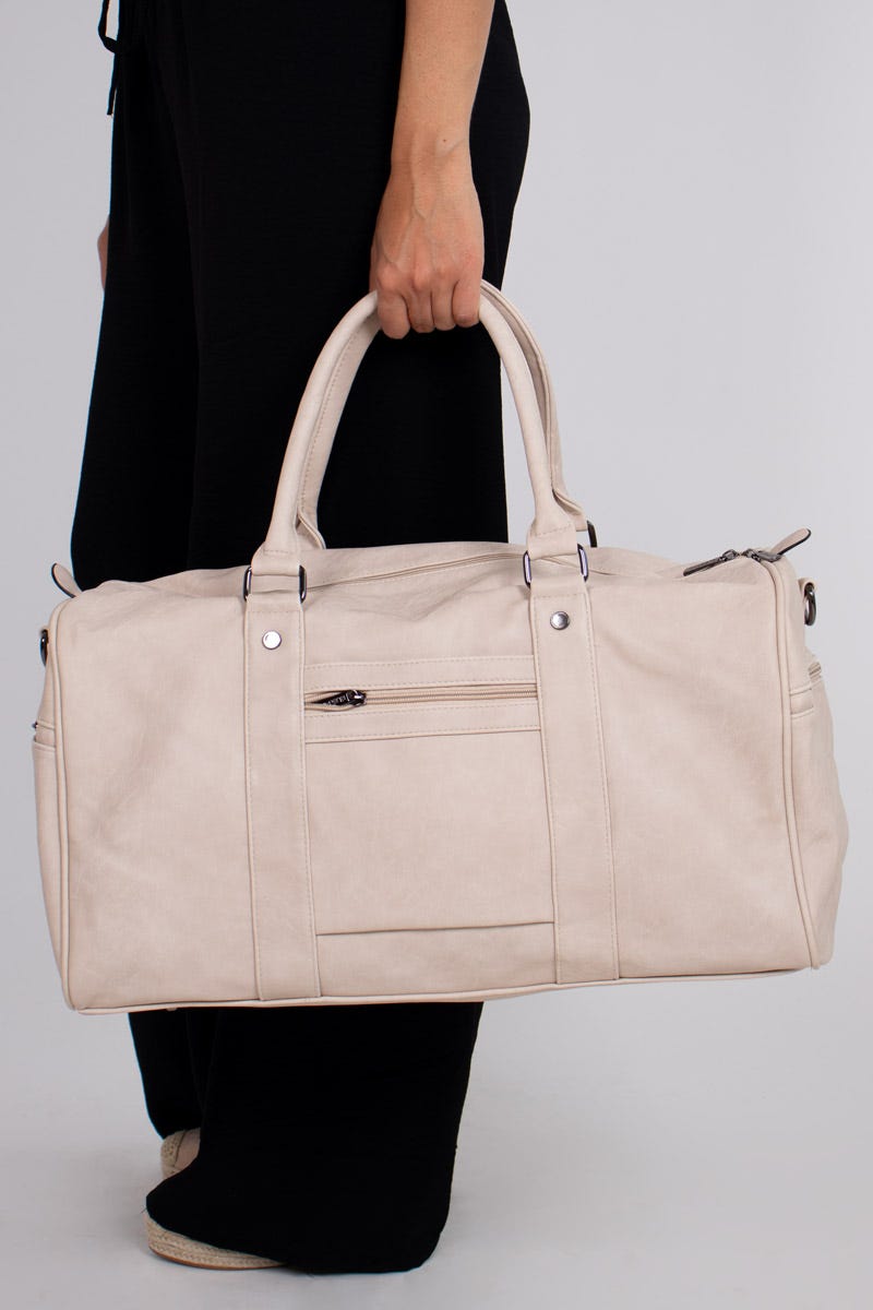 Reisetasche mit Reißverschluss-Details Beige