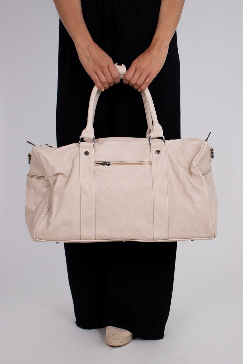 Reisetasche mit Reißverschluss-Details Beige