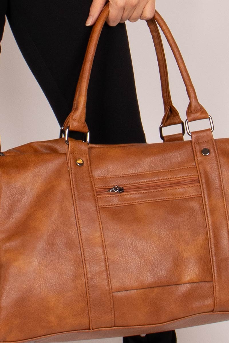 Reisetasche mit Reißverschluss-Details Camel