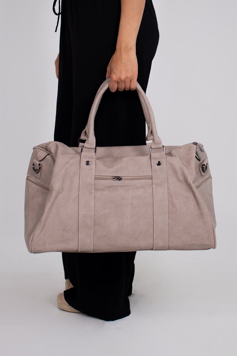 Reisetasche mit Reißverschluss-Details Taupe