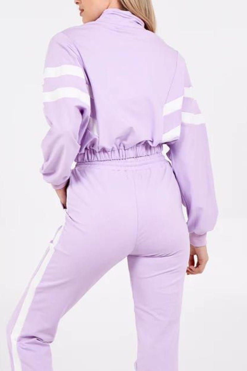 Cropped sweatshirt m. striber Lilla