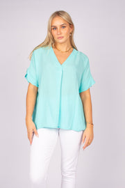 Tee m. V-hals Aqua