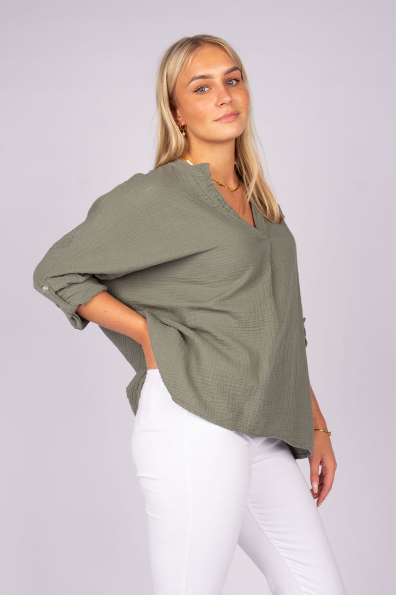 Bluse Khaki