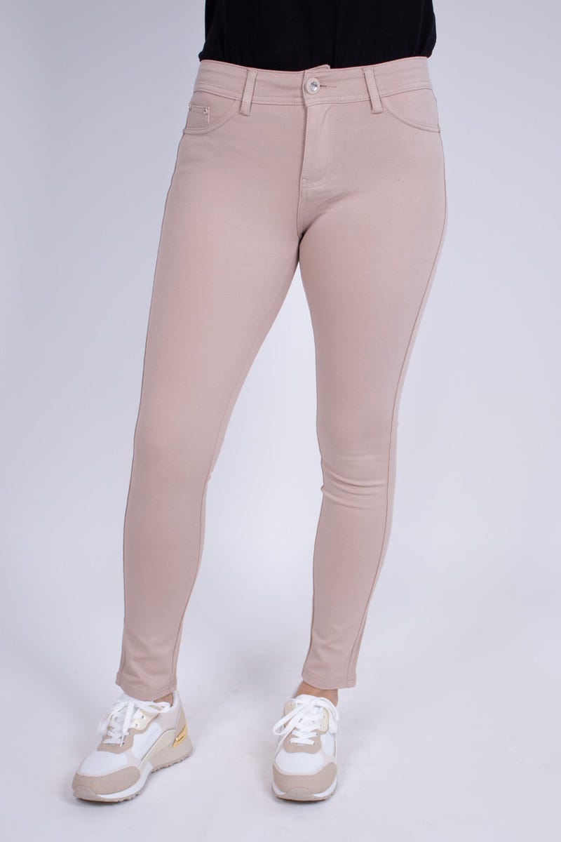 Slim fit jeans m. glittersten Beige