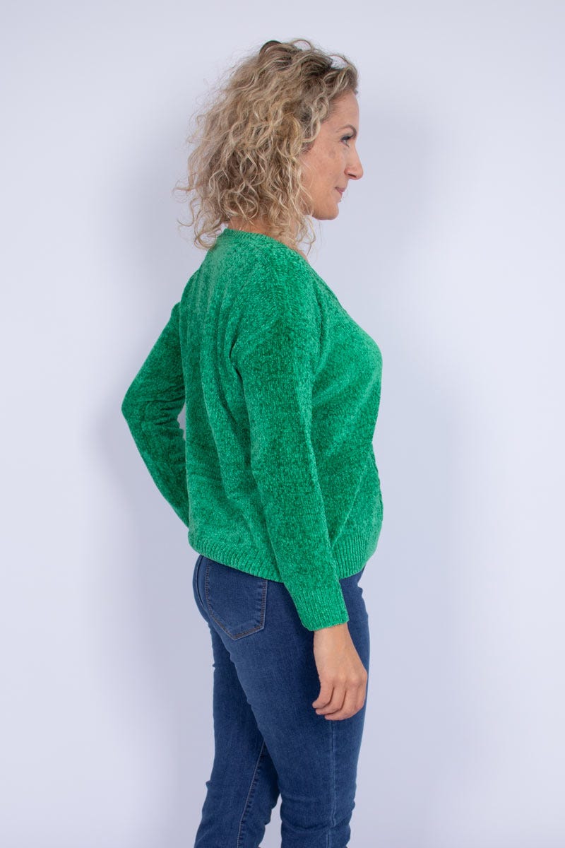 Chenille-Strickpullover Grün 