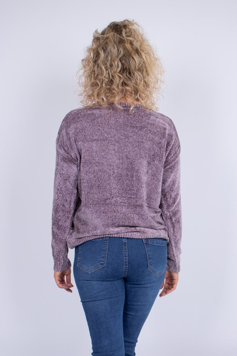 Chenille-Strickpullover Lila 