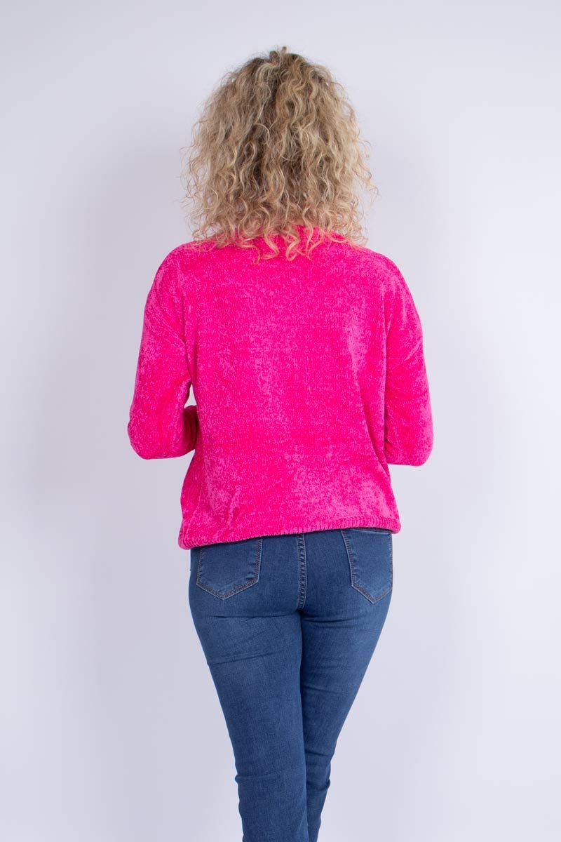 Chenille-Strickpullover Pink 