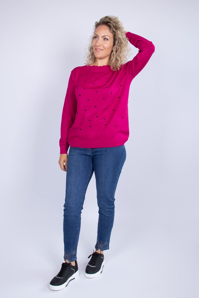 Strickpullover mit Herzchen PInk