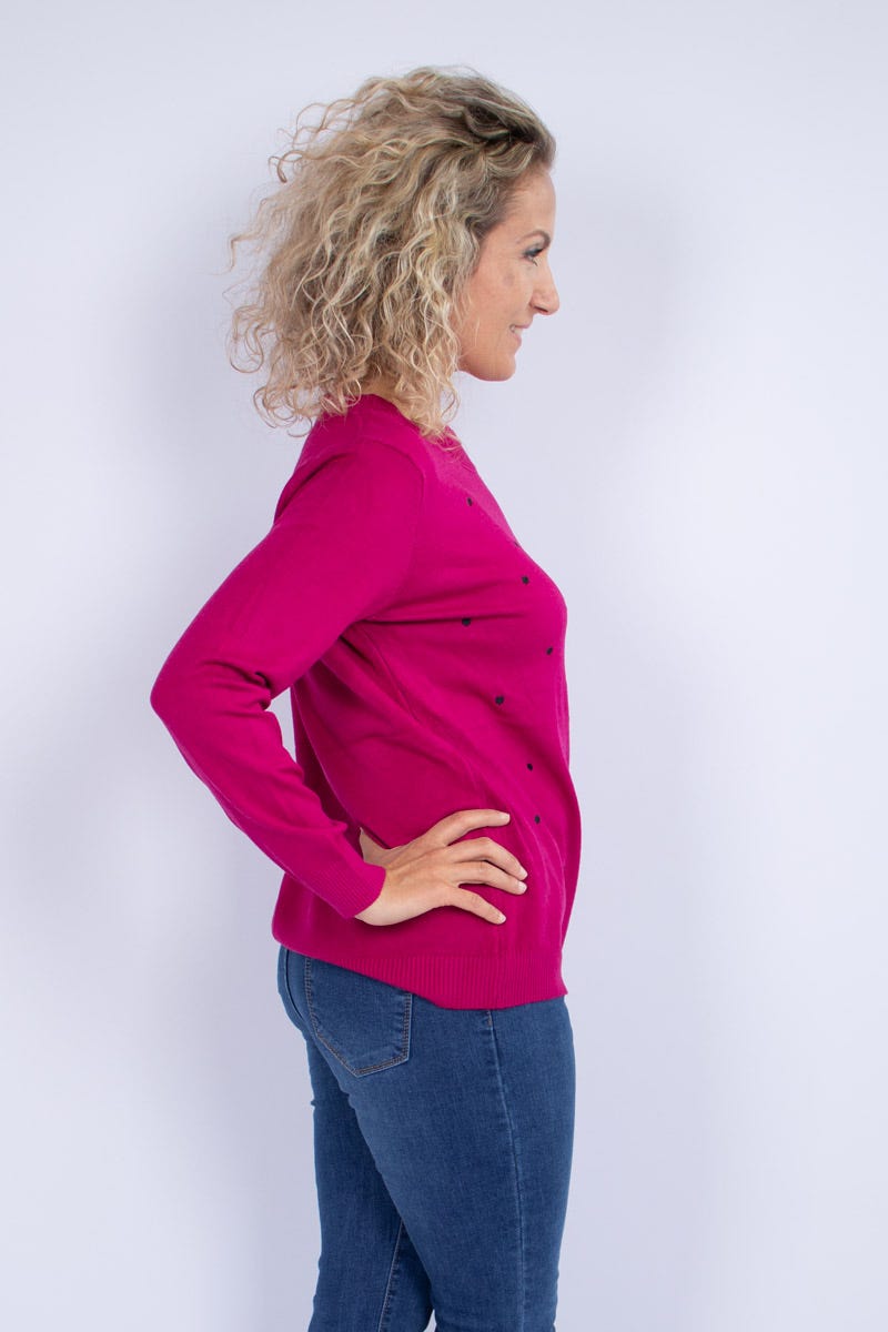 Strickpullover mit Herzchen PInk