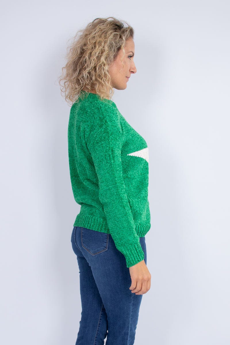 Strickpullover mit eingestricktem Stern Grün