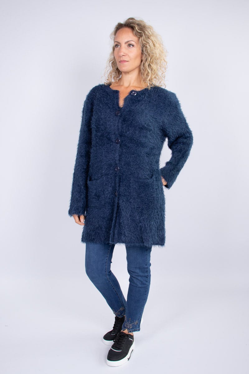 Strickjacke mit Knöpfen Blau