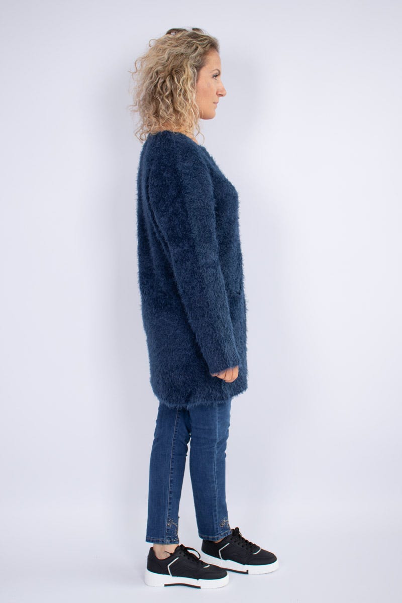 Strickjacke mit Knöpfen Blau